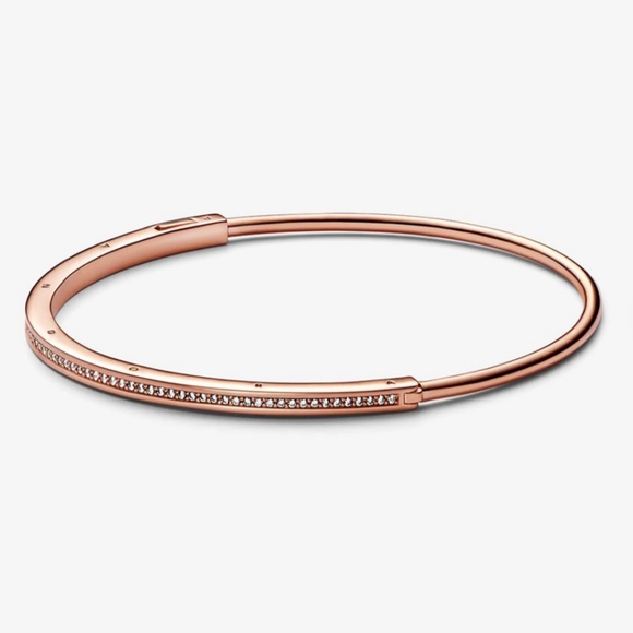 Authentic Pandora Signature I-D Rose Gold Pave Bangle - Picture 1 of 10